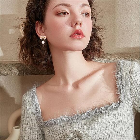 Bowknot Earrings | Resin & 925 Sterling Silver | Dainty Gift for Women - Picture 3 of 6